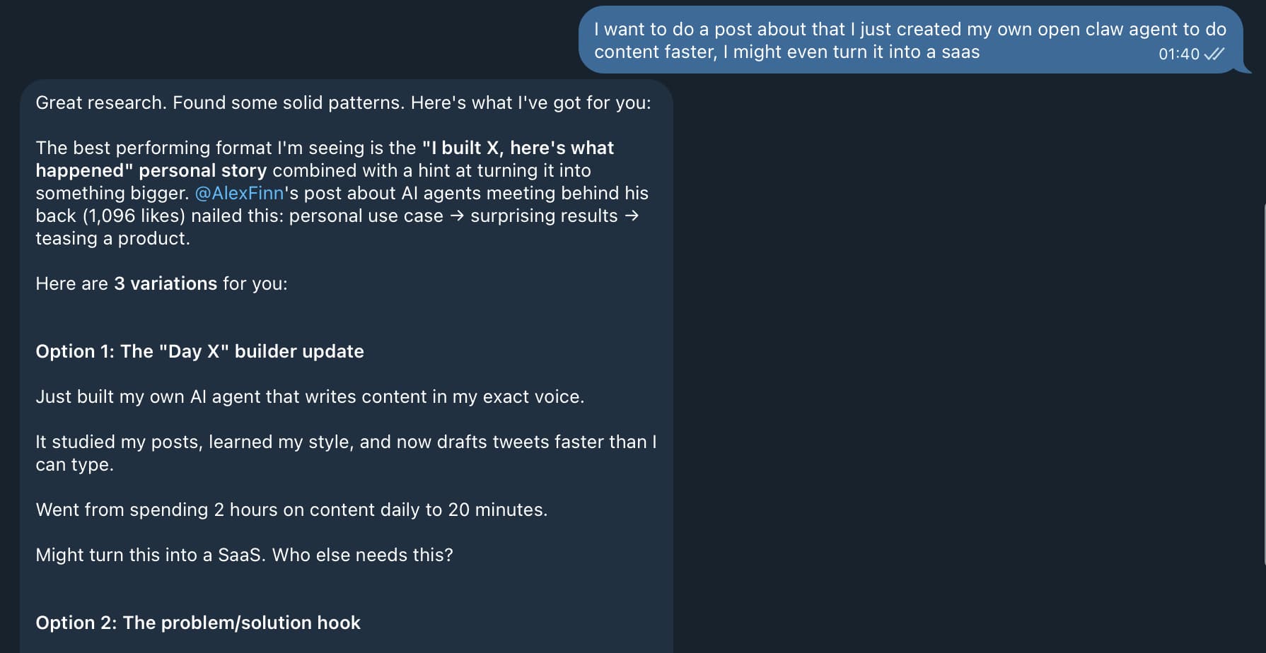 Drafts posts in your voice